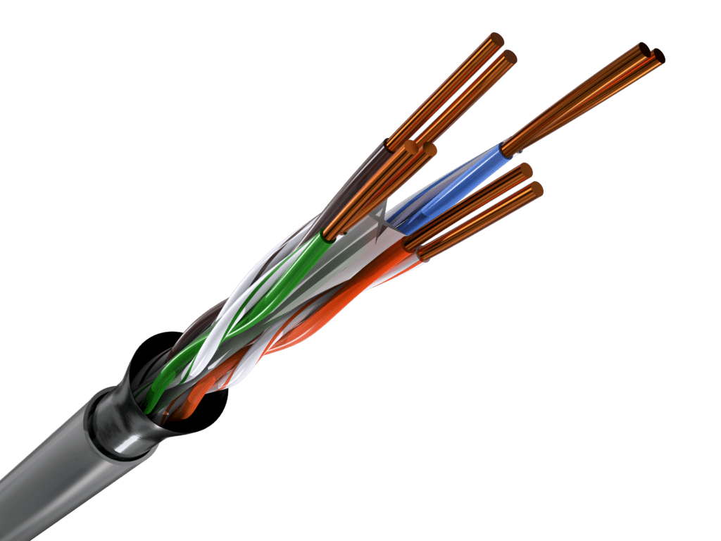 Proterial Category 6A Supra 10 G UTP Gray, Red, Black, White, Green Blue Cable