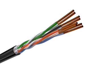 Proterial Category 5e OSP Cable, Black Cable, White, Green, Red, Blue Cables