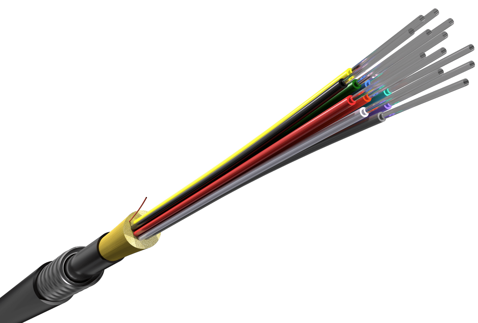 Proterial Indoor / Outdoor Armored Tight Buffered Plenum Black Cable, Red, White, Grey and Yellow Cable